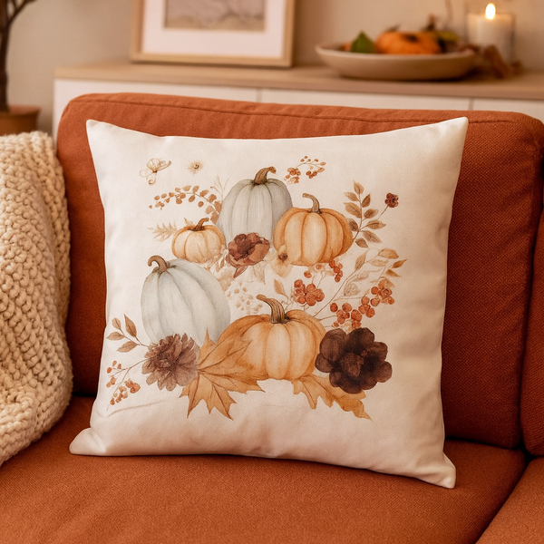 Dekoračná obliečka – tekvica & kvety (5960)